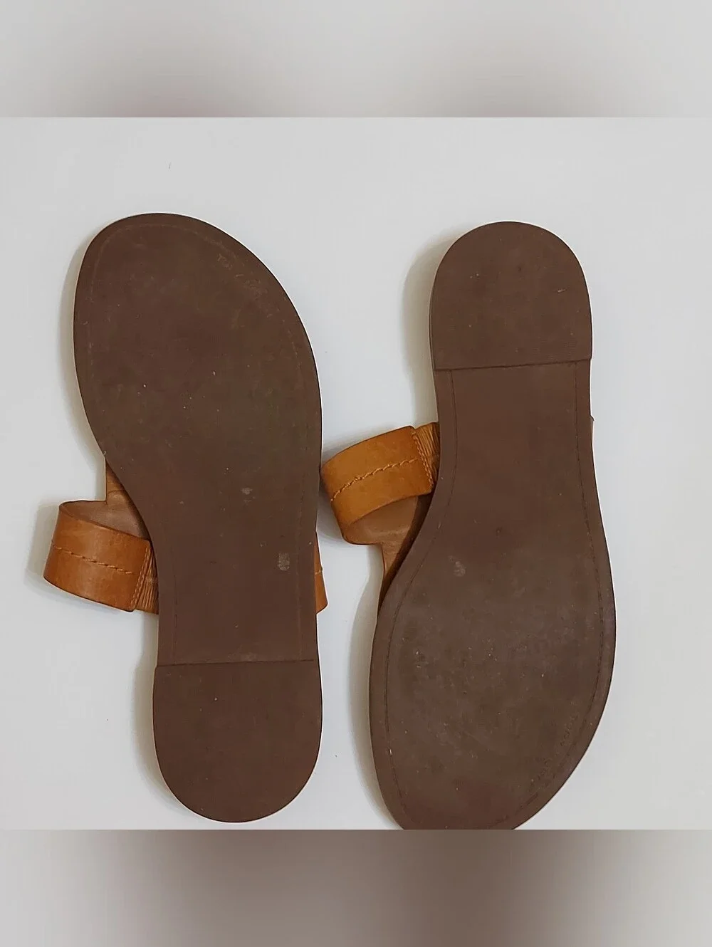 Tory Burch Tan Leather Logo Thong Sandals
